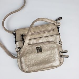 Giani Bernini Leather Gold Crossbody Bag | Purse